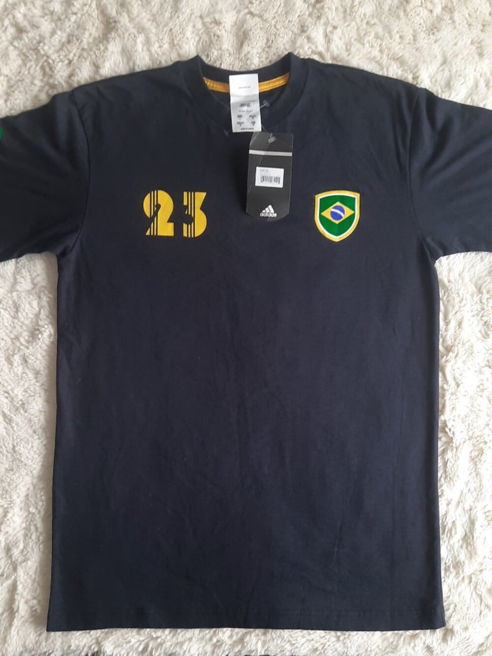 Adidas Brasil Black Jersey Shirt Gold Number 23 Size Large NWT